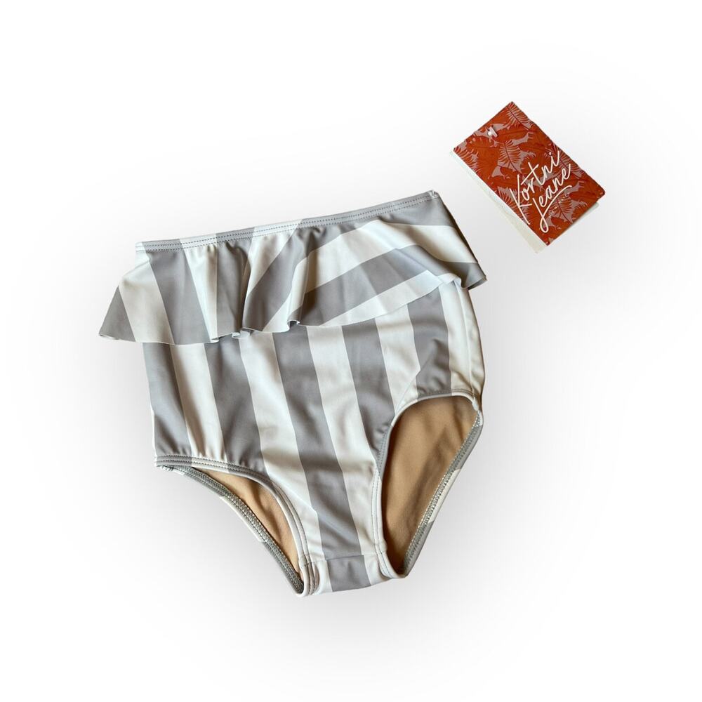 Kortni Jeane Kids NWT Gray And White Stripe Bikini Bottom